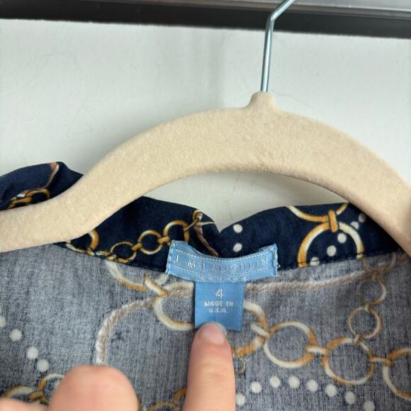 J McLaughlin Women’s Gold Chain Link Shift Dress 4 Nautical Coastal Classic - Picture 7 of 11